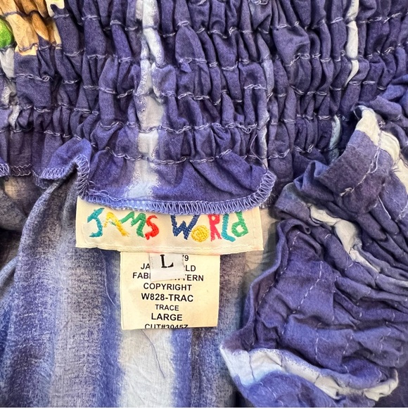 NWT Jams Word Floral Red Blue Gathered skirt, Size Large - Picture 4 of 5